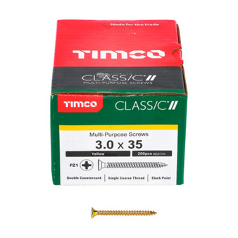 Timco Classic Multi-Purpose Double Countersunk Gold Woodscrews - 3.0 x 35 (30035CLAF)