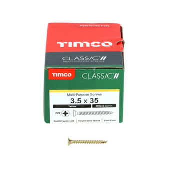 Timco Classic Multi-Purpose Double Countersunk Gold Woodscrews - 3.5 x 35 (35035CLAF)