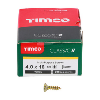 Timco Classic Multi-Purpose Double Countersunk Gold Woodscrews - 4.0 x 16 (40016CLAF) 