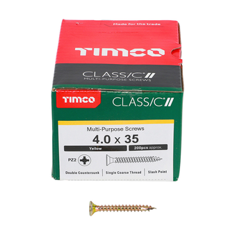 Timco Classic Multi-Purpose Double Countersunk Gold Woodscrews - 4.0 x 35 (40035CLAF)