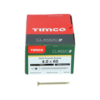 Timco Classic Multi-Purpose Double Countersunk Gold Woodscrews - 4.0 x 60 (40060CLAF)