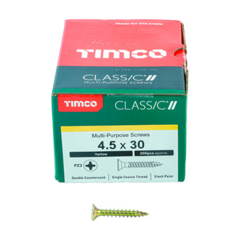 Timco Classic Multi-Purpose Double Countersunk Gold Woodscrews - 4.5 x 30 (45030CLAF)