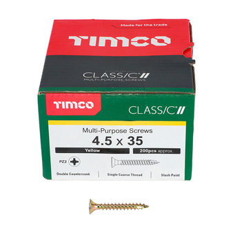 Timco Classic Multi-Purpose Double Countersunk Gold Woodscrews - 4.5 x 35 (45035CLAF)