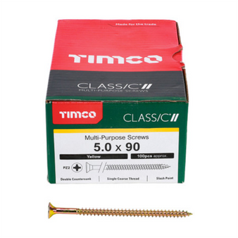 Timco Classic Multi-Purpose Double Countersunk Gold Woodscrews - 5.0 x 90 (50090CLAF)