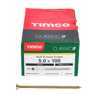 Timco Classic Multi-Purpose Double Countersunk Gold Woodscrews - 5.0 x 100 (50100CLAF)