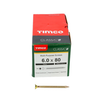 Timco Classic Multi-Purpose Double Countersunk Gold Woodscrews - 6.0 x 80 (60080CLAF)