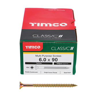 Timco Classic Multi-Purpose Double Countersunk Gold Woodscrews - 6.0 x 90 (60090CLAF)