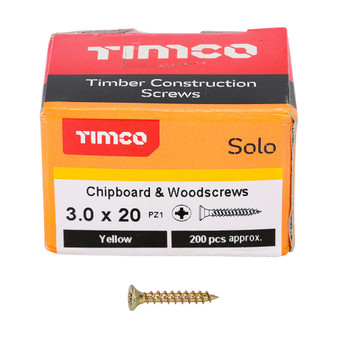 Timco Solo Countersunk Gold Woodscrews - 3.0 x 20