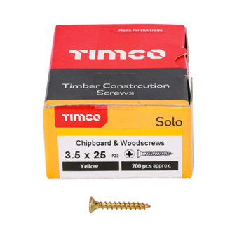 Timco Solo Double Countersunk Gold Woodscrews - 3.5 x 25 (35025SOLOC)