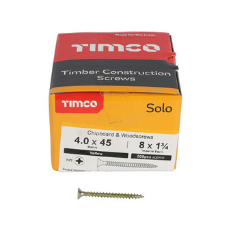 Timco Solo Countersunk Gold Woodscrews - 4.0 x 45