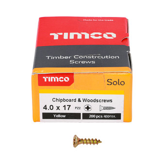 Timco Solo Countersunk Gold Woodscrews - 4.0 x 17