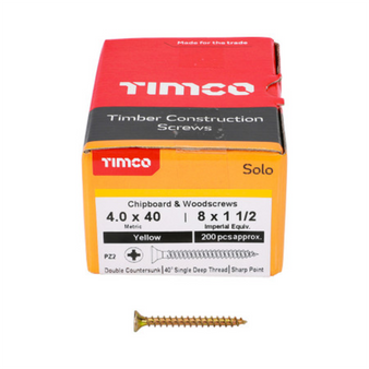 Timco Solo Double Countersunk Gold Woodscrews - 4.0 x 40 (40040SOLOC)