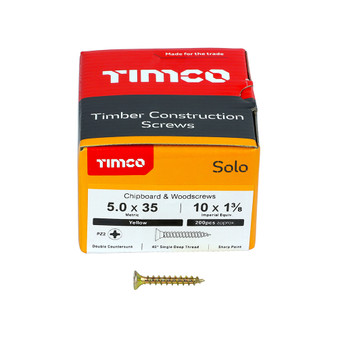 Timco Solo Countersunk Gold Woodscrews - 5.0 x 35