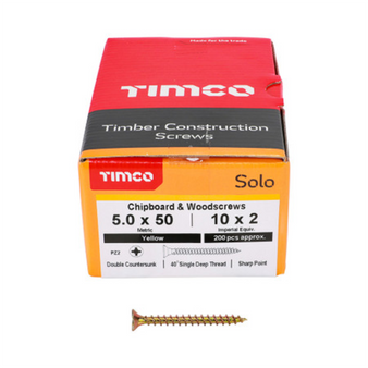 Timco Solo Double Countersunk Gold Woodscrews - 5.0 x 50 (50050SOLOC)