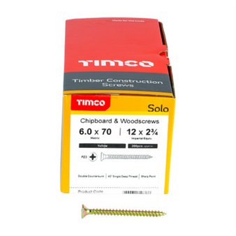 Timco Solo Double Countersunk Gold Woodscrews - 6.0 x 70 (60070SOLOC)