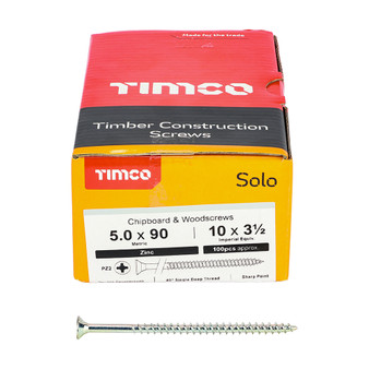 Timco Solo Double Countersunk Silver Woodscrews - 5.0 x 90