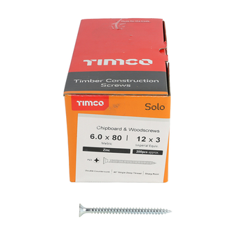 Timco Solo Double Countersunk Silver Woodscrews - 6.0 x 80 (60080SOLOZ)