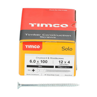 Timco Solo Double Countersunk Silver Woodscrews - 6.0 x 100