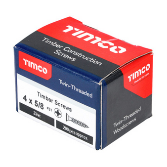 Timco Twin-Threaded Double Countersunk Silver Woodscrews - 4 x 5/8 (00458CWZ)