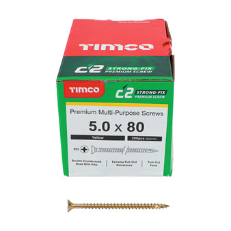 Timco Yellow C2 Strong-Fix Double Countersunk PZ2 Screws - 5 x 80mm ( 200 Box )