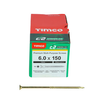 Timco Yellow C2 Strong-Fix Double Countersunk PZ3 Screws - 6 x 150mm ( 100 Box )