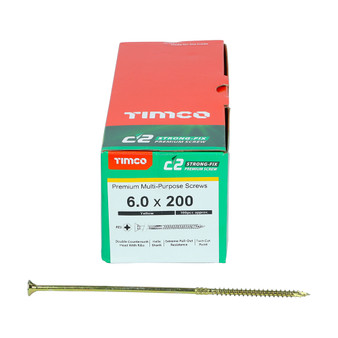 Timco Yellow C2 Strong-Fix Double Countersunk PZ3 Screws - 6 x 200mm ( 100 Box )