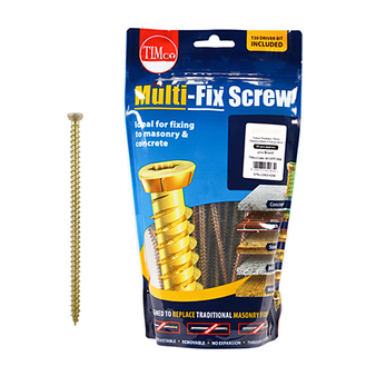 Timco Yellow Flat Countersunk Multi-Fix Concrete Screws - 7.5 x 150mm ( 30 Pack )