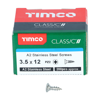 Timco Multi-Purpose Double Countersunk Stainless Steel Screw - 3.5 x 12mm ( 200 Box ) (35012CLASS)