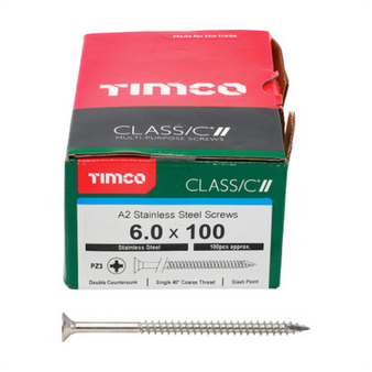 Timco Multi-Purpose Double Countersunk Stainless Steel Screw - 6.0 x 100mm ( 100 Box ) (60100CLASS) 