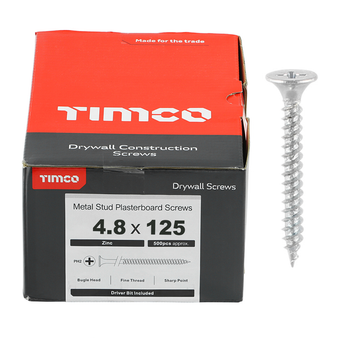Timco Silver Drywall Bugle Head Screws (Fine Thread) - 4.8 x 125 (100 pack)