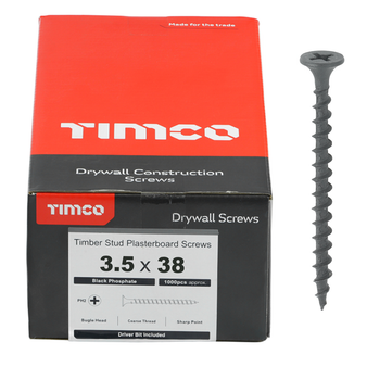Timco Drywall Bugle Head Screws (Coarse Thread) - 3.5 x 38 (1000 pack)