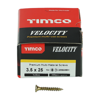 Timco Multi-Purpose Countersunk Velocity Screw - 3.5 x 25 (200 pack)