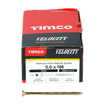 Timco Multi-Purpose Countersunk Velocity Screw - 5.0 x 100 (100 pack)