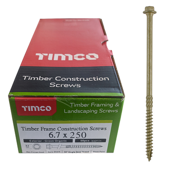 Timco Exterior Timber Hex Construction Screws - 6.7 x 250 (50 pack)