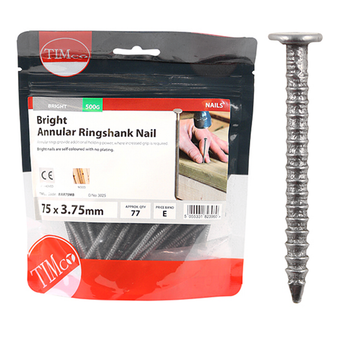 Timco Bright Annular Ringshank Nails - 75 x 3.75 (0.5 Kilogram Pack)