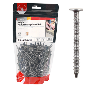 Timco Bright Annular Ringshank Nails - 50 x 2.65 (1 Kilogram Pack)