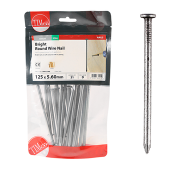 Timco Bright Round Wire Nails - 125 x 5.60 (0.5 Kilogram Pack)