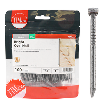 Timco Bright Oval Wire Nails - 100mm (0.5 Kilogram Pack)