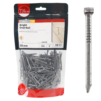 Timco Bright Oval Wire Nails - 50mm (1 Kilogram Pack)