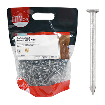 Timco Galvanised Round Wire Nails - 65 x 3.35 (2.5 Kilogram Pack)