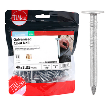Timco Galvanised Clout Nails - 40 x 3.35 (0.5 Kilogram Pack)