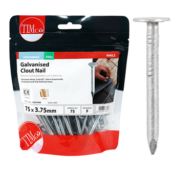 Timco Galvanised Clout Nails - 75 x 3.75 (0.5 Kilogram Pack)