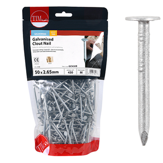 Timco Galvanised Clout Nails - 50 x 2.65 (1 Kilogram Pack)