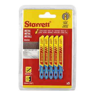 Starrett Unique 32TPI Curved Metal Cutting Jigsaw Blade - 50mm (5 Pack) (BU232-5)