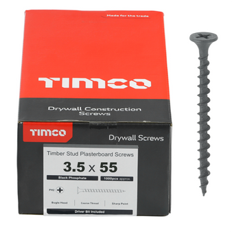 Timco Drywall Bugle Head Screws (Coarse Thread) - 3.5 x 55mm (500 pack) (00055DRYC)