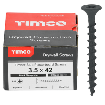 Timco Drywall Bugle Head Screws (Coarse Thread) - 3.5 x 42mm (200 pack) (00042DRYCS)