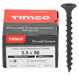 Timco Drywall Bugle Head Screws (Coarse Thread) - 3.5 x 50mm (200 pack) (00050DRYCS)