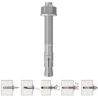 Fischer FXA Through Bolts (Silver) - 8 x 71mm (50 Pack) (F523131)