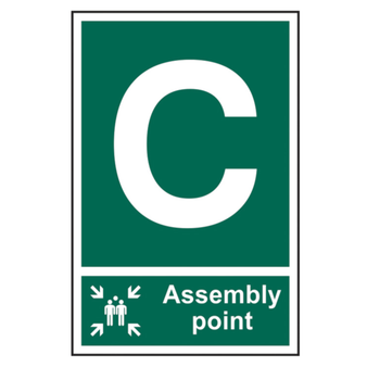 Fire Assembly Point C Self Adhesive Sign - 200 x 300mm(SI-1482)