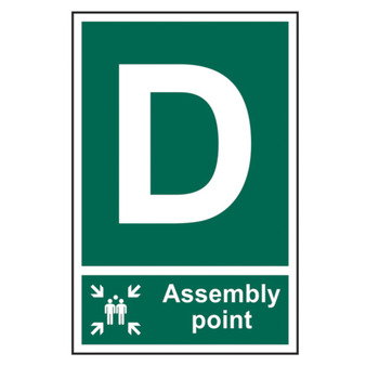 Fire Assembly Point D Self Adhesive Sign - 200 x 300mm(SI-1483)